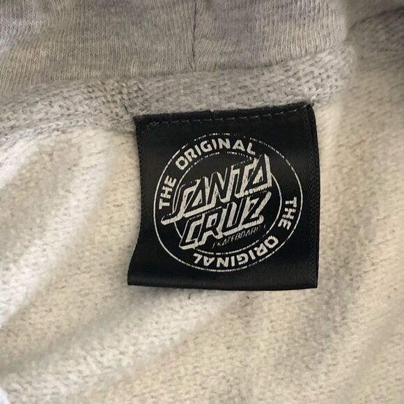 Santa Cruz Original Surf Skate Gray Sweatshirt Hoodie Mens Size Small Blue Logo - Picture 5 of 9